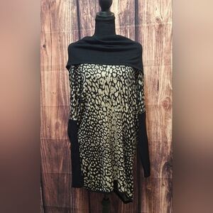 RXB Animal Print Cowl Sweater Top Size Womens Small.